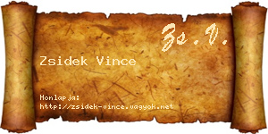 Zsidek Vince névjegykártya