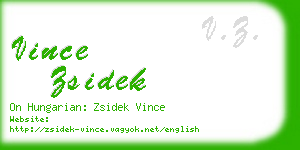vince zsidek business card